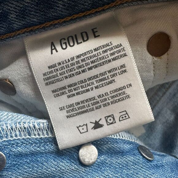 Agolde Jeans Adult 26 Blue Denim Riley High Rise Straight Crop Faded Distressed - Picture 9 of 14